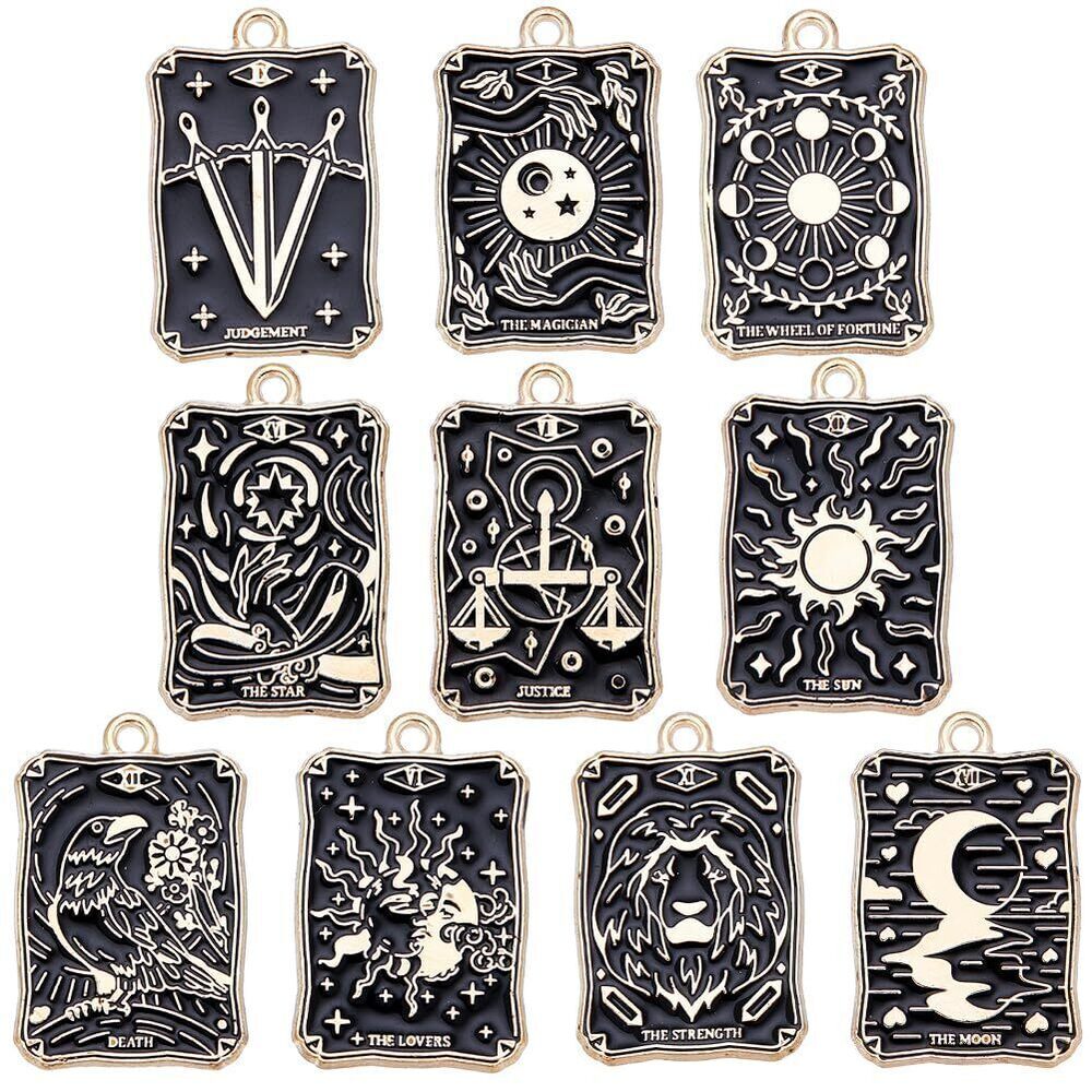 4129 20PCS 10 Styles Tarot Charms Bulk Divination Halloween Gothic Magic